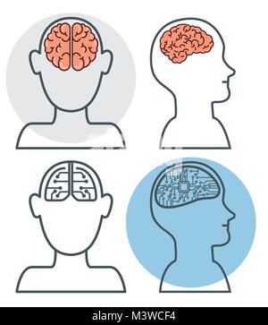 Menschen gegen Roboter künstliche Intelligenz Stock Vektor