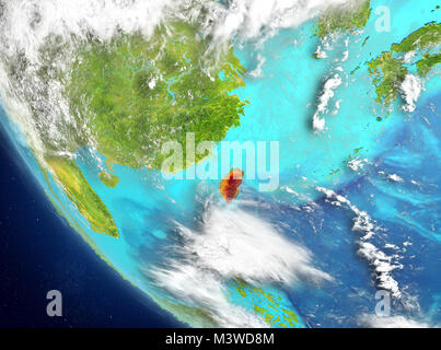 Taiwan aus dem Orbit des Planeten Erde mit sehr detaillierte Oberflächenstrukturen. 3D-Darstellung. Elemente dieses Bild von der NASA eingerichtet. Stockfoto