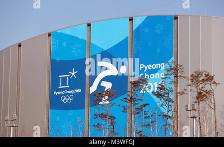 Gesamtansicht des Gangneung Oval am vierten Tag der Olympischen Winterspiele 2018 in PyeongChang in Südkorea. DRÜCKEN SIE VERBANDSFOTO. Bilddatum: Dienstag, 13. Februar 2018. Siehe PA Story OLYMPICS Short Track. Bildnachweis sollte lauten: David Davies/PA Wire. Stockfoto