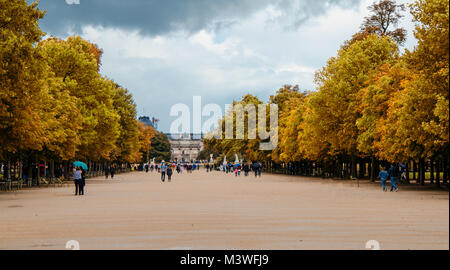 Park in Paris in der Nähe der Louvre nach dem Regen Stockfoto