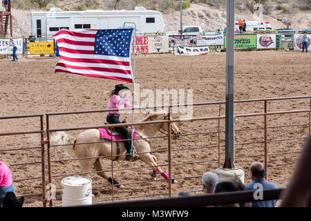 Goldrausch Tage in Wickenburg, AZ, mit Rodeo am Everett Bowman Bereich im Jahr 2018 Stockfoto