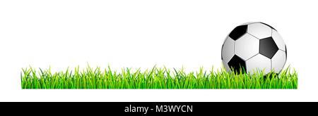 Fußball auf einem grünen Rasen. Banner mit Fußball und Rasen. Fußball auf dem grünen Rasen. Stock Vektor