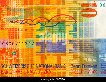 Schweiz 10 10 Schweizer Franken Bank Note Stockfoto