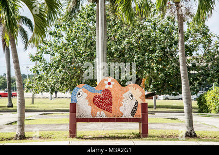 Steinbank in der Nationalbibliothek von Kuba Stockfoto