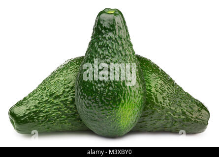Drei grüne Avocados isoliert Stockfoto