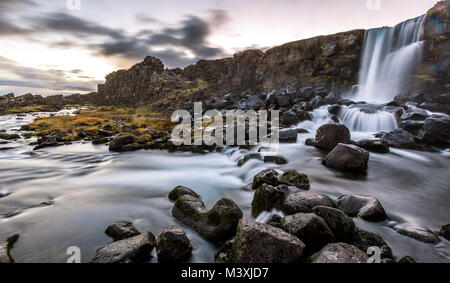 Schönen Wasserfall Oxarafoss im südlichen Island Europa Stockfoto