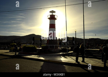 Leuchtturm bei Puno Marine port Titicacasee Peru Stockfoto