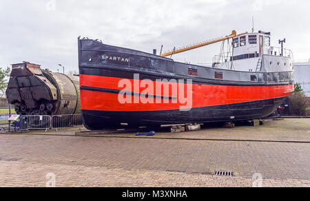 Puffer MV Spartan bei Scottish Maritime Museum in Irvine North Ayrshire, Schottland Großbritannien Stockfoto