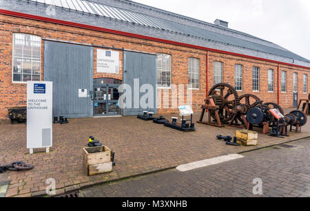 Eingang zu den wichtigsten Museum Linthouse Gebäude bei Scottish Maritime Museum in Irvine North Ayrshire, Schottland Großbritannien Stockfoto