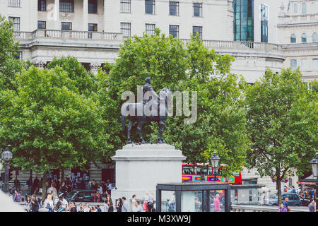 LONDON, GROSSBRITANNIEN - August 16., 2015: Detail der Statue auf dem Trafalgar Square Stockfoto