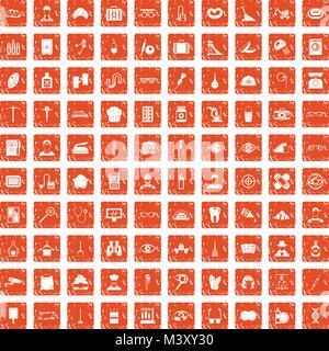 100 Beruf Icons Set grunge orange Stock Vektor