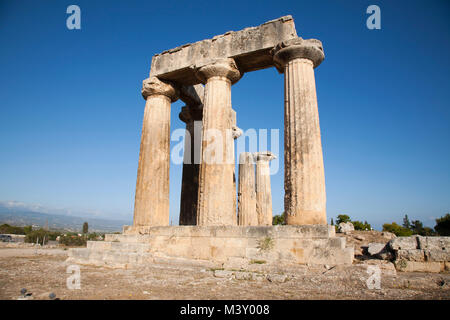 Europa, Griechenland, Peloponnes, Alt-korinth, archäologische Stätte, Tempel des Apollo Stockfoto