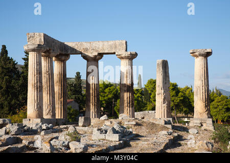 Europa, Griechenland, Peloponnes, Alt-korinth, archäologische Stätte, Tempel des Apollo Stockfoto