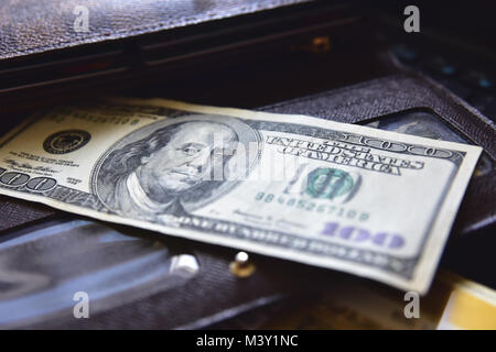 Geld Brieftasche dollar, weiß, Wirtschaft Finanzen Erfolg Stockfoto