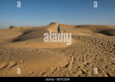 Sanddünen in der Wüste Thar, Rajasthan, Indien Stockfoto