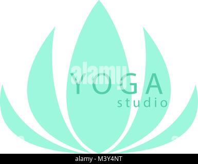 Abstrakte stilisierte grüne Blume logo Vorlage. Yoga und Wellness Beauty Studio Logo Vektor isoliert unterzeichnen. Sommer oder Frühling organische Blume Symbol Stock Vektor