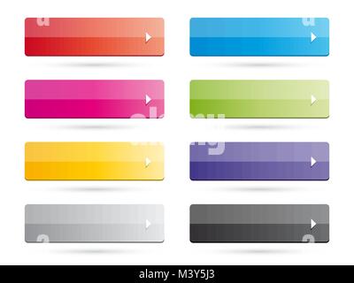 Einstellen der Farbe Schaltflächen mit Pfeilen und Schatten Stock Vektor