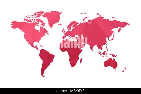 Rote Low Poly Weltkarte Vektor Stock Vektor