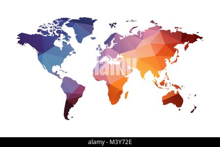 Rot Blau geometrische Welt Karte Stock Vektor