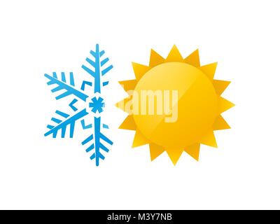 Schneeflocke und sun Symbol Stock Vektor