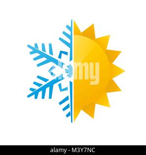 Schneeflocke und sun Symbol Stock Vektor