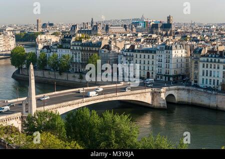 Frankreich, Paris, Bereich als Weltkulturerbe von der UNESCO, Bethune Dock und tournelle Brücke (Luftbild) Stockfoto