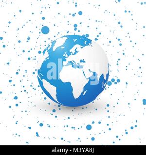 Blaue Weltkugel auf gepunkteten Hintergrund Planet Erde Europa Stock Vektor