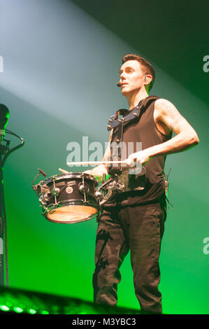Liverpool, Großbritannien. 12. Februar 2018. Irische Band, das Script, an der Liverpool Echo Arena während der Tour ihre "Freiheit" durchführen. Credit: Paul Warburton/Alamy leben Nachrichten Stockfoto
