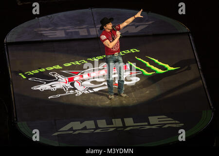 Kansas City, Missouri, USA. 10 Feb, 2018. RYAN WEAVER führt vor Beginn der PBR Caterpillar Klassiker an der Sprint Center in Kansas City, Missouri gehalten. Credit: Amy Sanderson/ZUMA Draht/Alamy leben Nachrichten Stockfoto