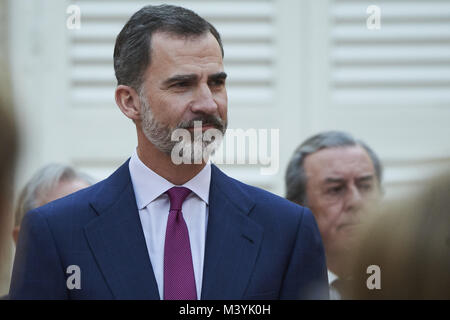 Madrid, Madrid, Spanien. 13 Feb, 2018. König Felipe VI. von Spanien teilnehmen und Publikum zu gewinnen Kinder der 36. Ausgabe des School Contest'' "Was ist ein König für Sie?" im El Pardo Palastes am 13. Februar 2018 in Madrid, Spanien Credit: Jack Abuin/ZUMA Draht/Alamy leben Nachrichten Stockfoto