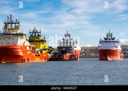 Öl Versorgungsschiff 'Pacific Herzogin "Ankunft Montrose Schottland. Stockfoto