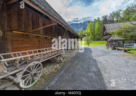 Lifestyle aus verschiedenen Zeiten und verschiedenen Teilen der Schweiz Freilichtmuseum Ballenberg Stockfoto