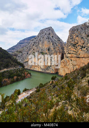 El Caminito del Rey - Ausfahrt Bereich der Schlucht Stockfoto