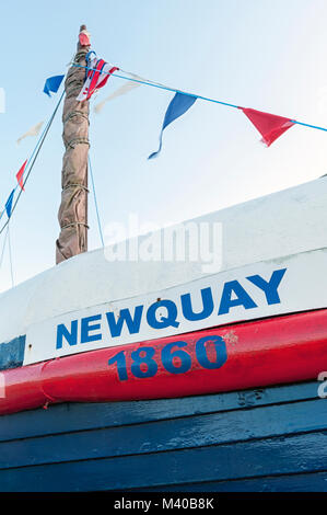 NEWQUAY, CORNWALL, UK - 10. JUNI 2009: Joshua, die Nachbildung des ersten RNLI-Rettungsbootes von Newquay aus dem Jahr 1860 Stockfoto
