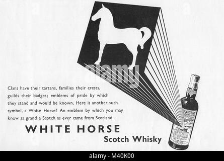 White Horse Scotch whisky Werbung, Werbung in Country Life Magazine UK 1951 Stockfoto