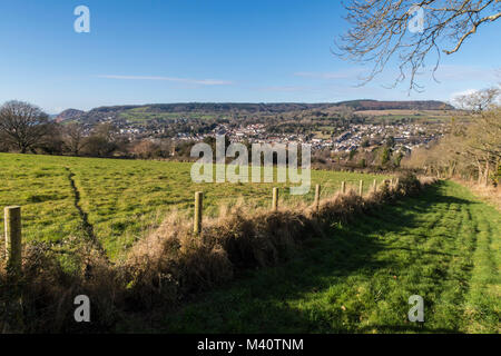 Blick vom neben Milltown Lane, Sidmouth, einem öffentlichen Reitweg klettern Soldaten Hill über Sidmouth und die Sid Valley Stockfoto