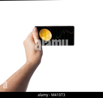 Smartphone mit Bitcoin Cash surge Chart Stockfoto