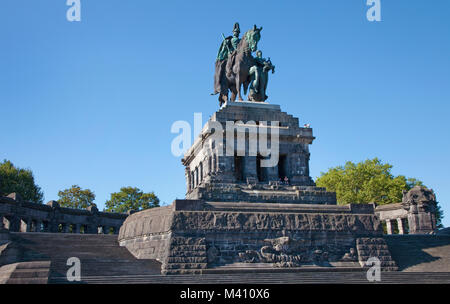 Deutsche Eck (Deutsches Eck), Imperial Wilhelm Statue, Koblenz, Rheinland-Pfalz, Deutschland, Europa Stockfoto