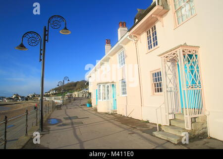 Ammonit Lamp Post in der schönen Stadt Lyme Regis auf der Jurassic Coast berühmt durch Fossilien Stockfoto