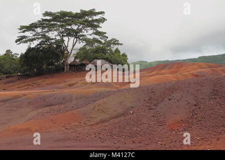 Mehrfarbige Sanddünen. Chamarel, Mauritius Stockfoto