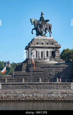 Deutsche Eck (Deutsches Eck), Imperial Wilhelm Statue, Koblenz, Rheinland-Pfalz, Deutschland, Europa Stockfoto