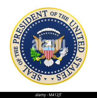 Siegel des Präsidenten der Vereinigten Staaten isoliert Stockfoto