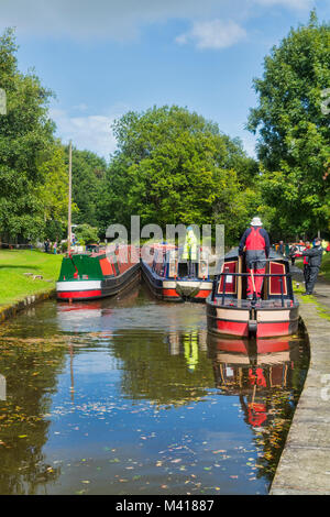 Llangollen Canal, Boot, Pontcysyllte Aquädukt, Viadukt, Denbighshire, Wales, Großbritannien Stockfoto