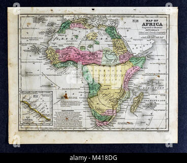 1839 Mitchell Karte - Afrika - Guinea Sudan Äthiopien Ägypten Liberia Kongo Cape Colony Südafrika Stockfoto