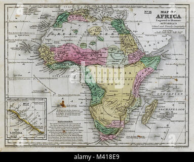 1839 Mitchell Karte - Afrika - Guinea Sudan Äthiopien Ägypten Liberia Kongo Cape Colony Südafrika Stockfoto