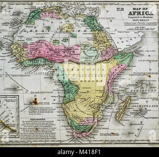 1839 Mitchell Karte - Afrika - Guinea Sudan Äthiopien Ägypten Liberia Kongo Cape Colony Südafrika Stockfoto