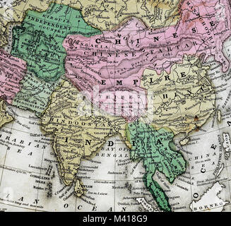 1839 Mitchell Karte - Asien - China Japan Korea Indien Russland Sibirien Tibet Nepal Stockfoto