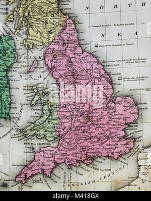 1839 Mitchell Karte - Britische Inseln - Großbritannien - England Wales Schottland Irland London Dublin Edinburgh Stockfoto