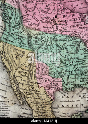 1839 Mitchell Karte - Republik Texas - Usa Mexiko - Nordamerika Stockfoto