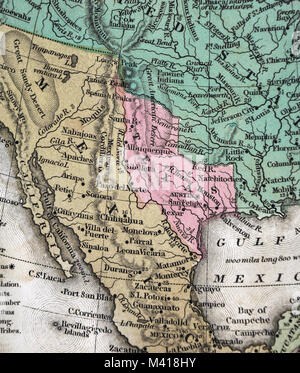 1839 Mitchell Karte - Republik Texas - Usa Mexiko - Nordamerika Stockfoto